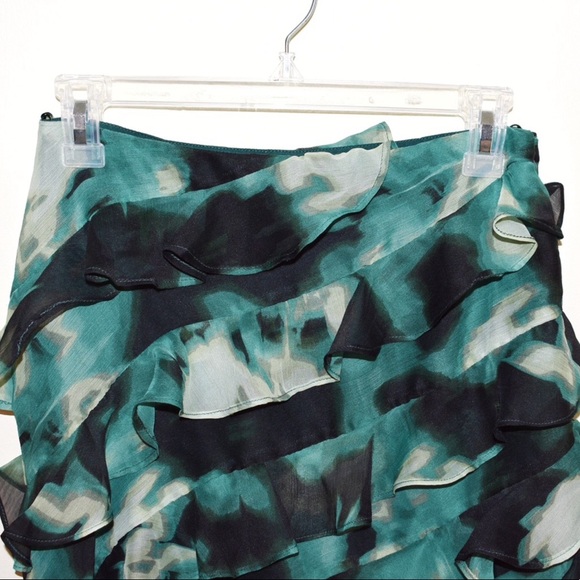 ASOS Green Abstract Ruffle Chiffon Mini Skirt - Picture 4 of 6